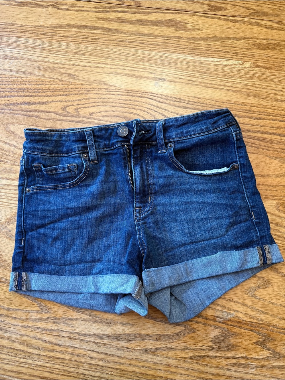 Aeropostale High Rise Stretch Midi Denim Shorts
